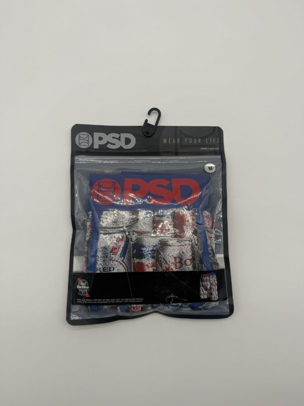 New PSD PBR Cans Boxer Briefs Mens Size Medium Blue Beer Stretch Underwear Pabst